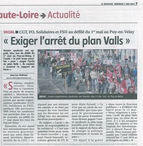 Le premier mai 2014 dans la presse locale