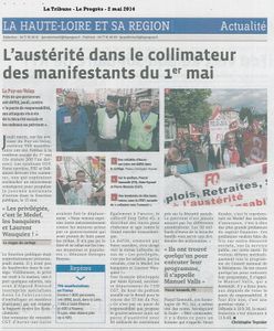 Le premier mai 2014 dans la presse locale