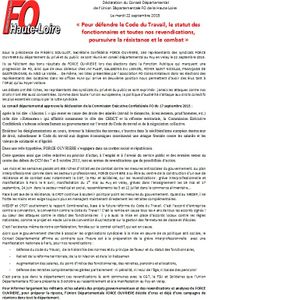 Le compte-rendu intégral des débats du Conseil Départemental de l'Union Départementale