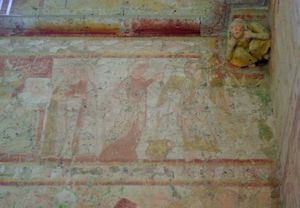Détail d'une scène des peintures murales médiévales