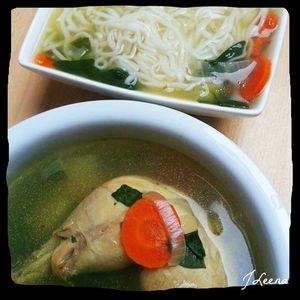 Ramen leger au poulet et legumes verts