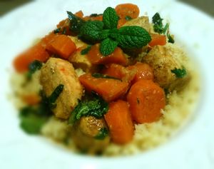 Poulet aux carottes, semoule et beurre de menthe