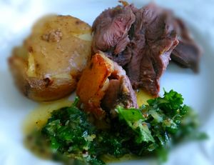 Gigot, gremolata citron persil et pommes tapées