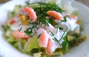 Salade d'avocats, crevettes et iceberg