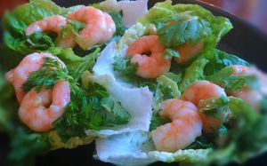 Barquettes de sucrines aux crevettes et aux herbes