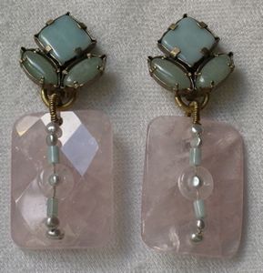 Création de bijoux à Paris / Boucles d'oreille en quartz rose.