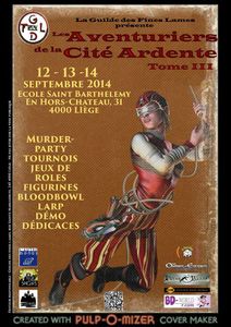 LES AVENTURIERS DE LA CITÉ ARDENTE 3 - Convention de jdr du 12 au 14 septembre à Liège!