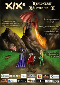 XIXe RENCONTRES RÔLISTES DE L'X - Les 7 et 8/03 à l'École Polytechnique de Palaiseau