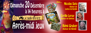 APRÈS-MIDI JEUX/GOÛTER AVEC 3 AUTEURS DE JEUX - Le 20/12 à Reims