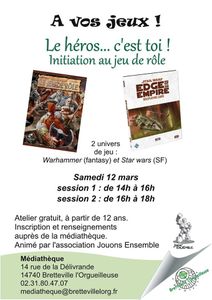 INITIATION AU JEU DE RÔLE: WARHAMMER ET STAR WARS - Le 12/03 à la Médiathèque de Bretteville l'Orgueilleuse