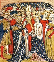 Mariage de Marie de Brabant et du roi Philippe III de France . Manuscrit des Chroniques de France