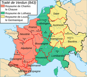 Division de l'Empire de Charlemagne en 843