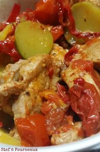 Filet mignon de porc, courgette, tomate et piment d'Espelette