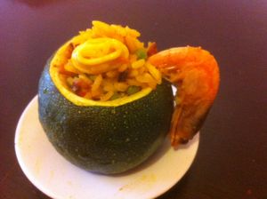 Courgette farci de paella