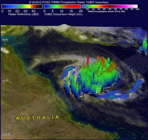 Nathans Wolkenhöhen und Niederschläge am 18. März Quelle: NASA/JAXA/SSAI, Hal Pierce