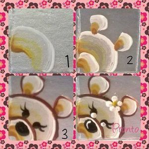 tutoriel pas à pas, nail art facile ourson, nail art teddy bear