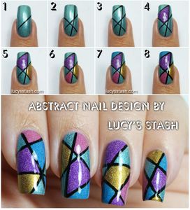 tutoriel nail art asymétrique, "design", des couleurs pour vos ongles