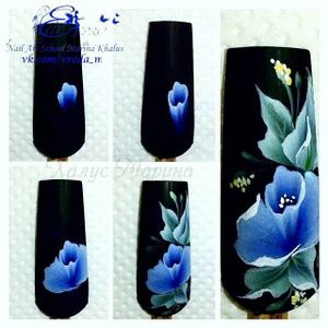tutoriel, nail art fleurs de nuit, one stroke, pas à pas