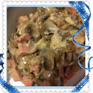 Poêlée jambon champignons Boursin