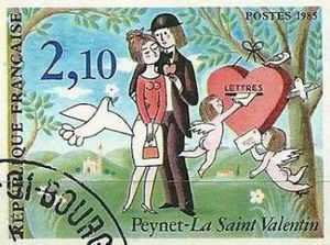 Célèbre timbre dessiné par Peynet
