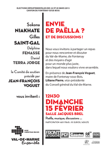 Dimanche 15 février : Atelier Citoyen sur le programme et Paëlla géante