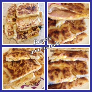 Mhadjebs ou msemens au fromage, saumon, dinde