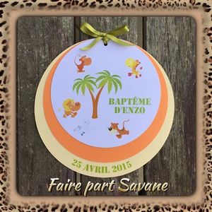 FAIRE PART ROND ANIMAUX DE LA SAVANE