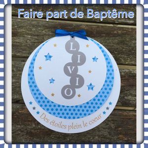 Faire-part rond prénom bulle