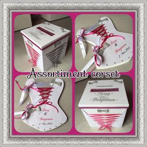 Assortiment urne et livre d'or corset argent et fushia