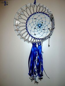 A tes SouhaitS - Attrape-rêves dreamcatcher suncatcher bleu nuit au quartier de lune argenté