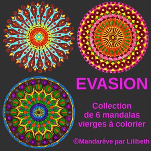 Mandalas originaux à colorier - Collection EVASION composée de six grands modèles vierges