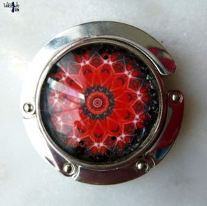 Rose Rouge - Accroche sac pliable décoré d'un mandala original du langage des fleurs