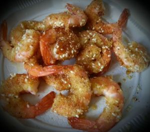 Crevettes roses au sésame