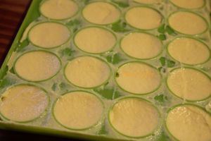 Financier au cassis surmonté d'un dôme bavarois citron