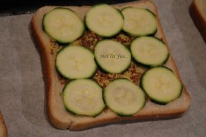 Croque Jambon,courgette,chèvre,raclette
