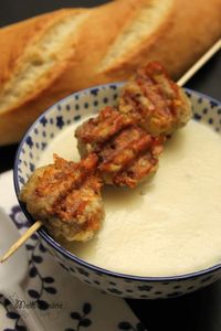 Soupe de patisson blanc et boulette de saucisse.