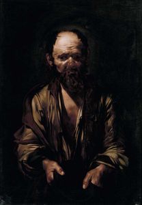 Jusepe de Ribera (1591-1652) Mendiant vers 1612 - huile sur toile 106x76cm. Rome Musée Borghese.