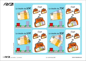 Jeu de cartes des doubles - Ce1