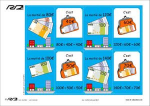 Jeu de cartes des moitiés - Ce1