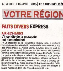 Incendie de la mosquée d'Aix-les-bains