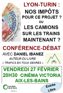 Mercredi 27 à 20:30, LYON - TURIN avec les Amis de la Terre