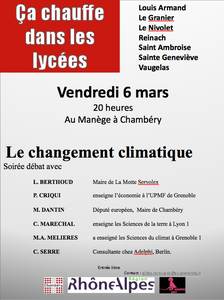Ce vendredi 6 mars : les lycéens chambériens et le climat…