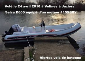 ALERTE VOL DE SEMI-RIGIDE SELVA D600 moteur 115XSR