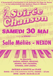 Soirée Chanson - SAMEDI 30 MAI 2015 - NEXON