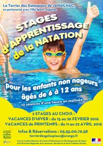 "Comme un galoupiaux dans l'eau" - stages d'apprentissage de la natation pour les 6-12 ans non nageurs