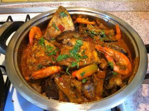 Cari de thon aubergine et gambas
