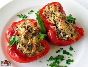 Poivrons farcis au zébu et au cari