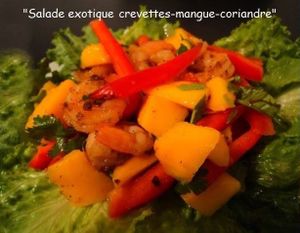 Salade exotique, crevettes, mangue,coriandre