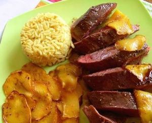 Magret de canard à la mangue
