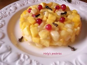 Tartare de fruits exotiques au sirop d'orange parfumé au miel et girofle de Madagascar